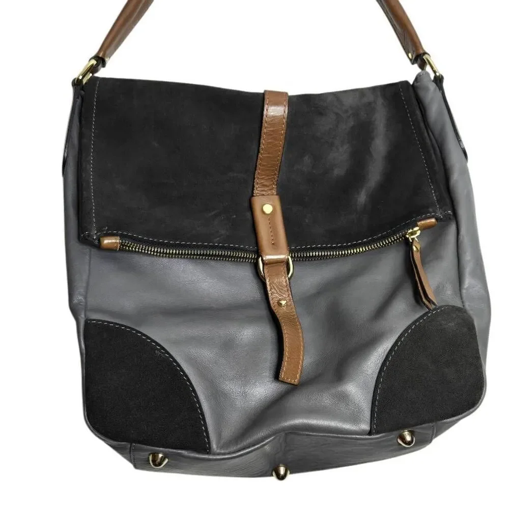 Diane B. Leather Suede Hobo Purse Bag
